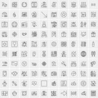 paquete de 100 iconos de líneas universales para móviles y web vector