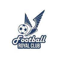 Vector football club icon of soccer ball wings