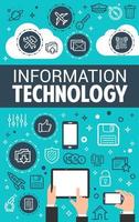 cartel de vector de datos de tecnología de información