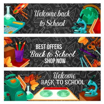 Back to school special offer sale banner design vector