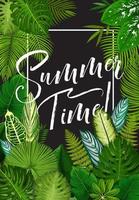 Tropical summer holiday banner of exotic palm leaf vector