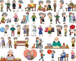 Collection of elderly people icons vector