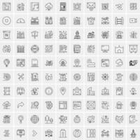 Pack of 100 Universal Line Icons for Mobile and Web vector