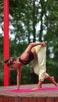 Frau, die Yoga in der Natur praktiziert video