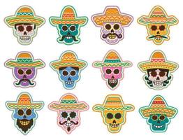 icono del día del cráneo muerto, diseño de vacaciones mexicanas vector