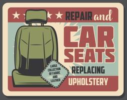 servicio de reparación de asientos de coche diseño de banner grunge retro vector