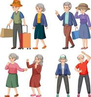 Collection of elderly people characters vector