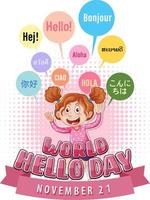 World hello day poster design vector