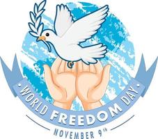 White dove bird in world freedom day concept vector