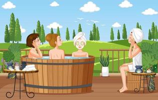 Women in hot tub spa vector