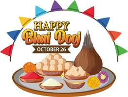 Happy Bhai Dooj Day Text Banner Design vector