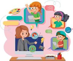 vector de niños de aprendizaje en línea