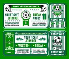 Soccer ticket template of football cup tournament vector