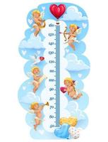 Angel cupids kids height chart, measuring meter vector