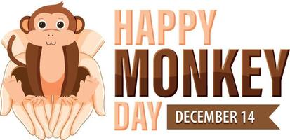 Monkey day text banner design vector