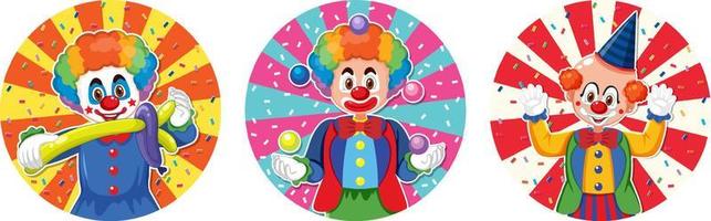 Circus clown icon on white background set vector