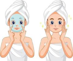 spa mujer aplicando mascarilla facial vector