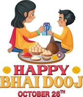 Happy Bhai Dooj Day Text Design vector