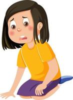 A girl sitting with sad expression vector