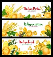 banners vectoriales para la cocina de pasta italiana vector