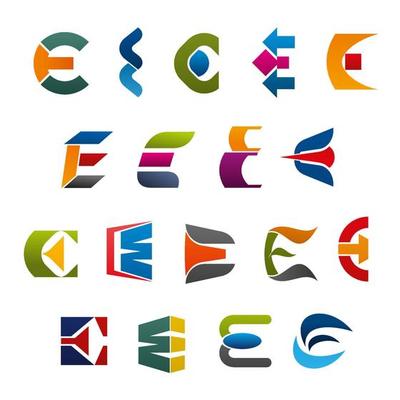 Letter E vector icons and symbols