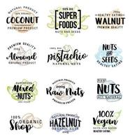 Nuts and beans vector lettering