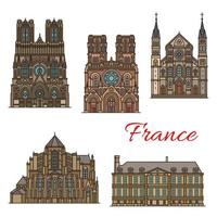 francia viajes hitos vector edificios iconos