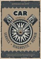 Car repair service vector retro poster