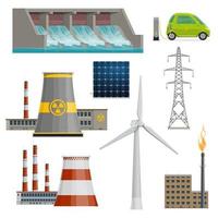 iconos vectoriales de centrales eléctricas vector