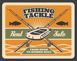 cartel vintage vector para tienda de pesca