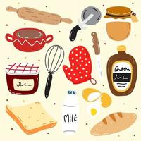 vector icon set bakery. Such as donuts, croissants, cookies. Isolated background.