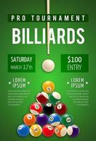 Billiard poster for snooker and pool sport game vector