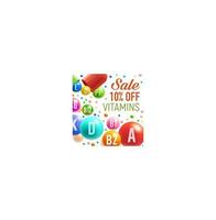 cartel de vector para la venta de vitaminas y multivitaminas