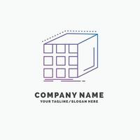 Abstract. aggregation. cube. dimensional. matrix Purple Business Logo Template. Place for Tagline vector