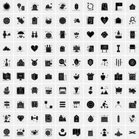 Set of 100 Business Solid Glyph icons vector