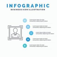 usuario id de usuario id perfil imagen línea icono con 5 pasos presentación infografía fondo vector