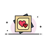 tarjeta corazón amor matrimonio tarjeta propuesta negocio línea plana lleno icono vector banner plantilla