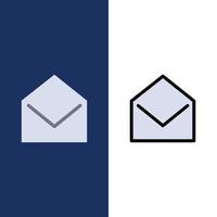 Business Mail Message Open  Icons Flat and Line Filled Icon Set Vector Blue Background