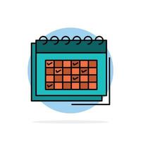 calendario negocio fecha evento planificación programa horario resumen círculo fondo plano color icono vector