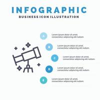 Astronaut Space Telescope Line icon with 5 steps presentation infographics Background vector