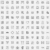 paquete de 100 iconos de líneas universales para móviles y web vector