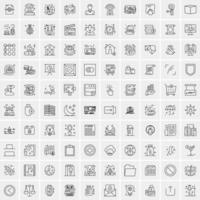 paquete de 100 iconos de líneas universales para móviles y web vector