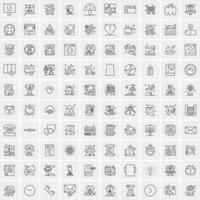 Pack of 100 Universal Line Icons for Mobile and Web vector