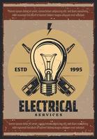 cartel vintage vector para servicios eléctricos