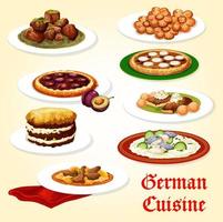 German cuisine icon of dinner dish with dessert vector