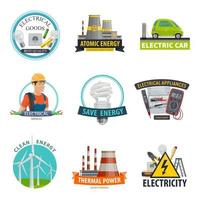 iconos de tecnología de energía de electricidad de vector