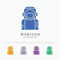 astronauta. espacio. astronauta. casco. traje 5 plantilla de icono web de glifo de color aislada en blanco. ilustración vectorial vector