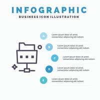 Network File Folder Line icon with 5 steps presentation infographics Background vector