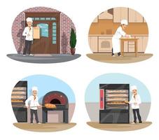 Baker, pizza and pastry chef icon of bakery design vector