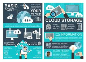 Cloud storage banner for information technology vector